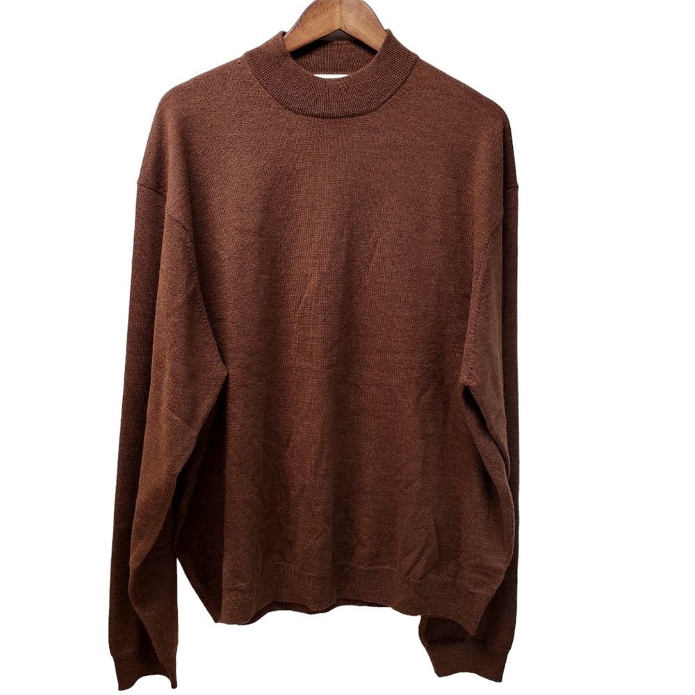 PRONTO UOMO 100% Merino Wool Mock Neck Sweater Brown XXL